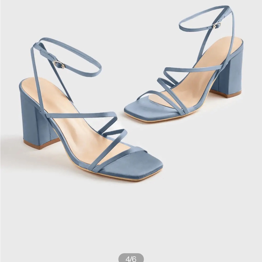 Azazie Light Blue Strappy Heels